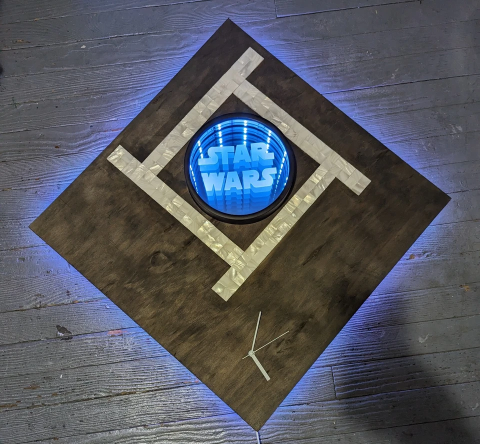 Reloj de Pared Espejo Infinito LED Star Wars Arte Moderno Ilusión Óptica Mosaico  Foto 2 de 4