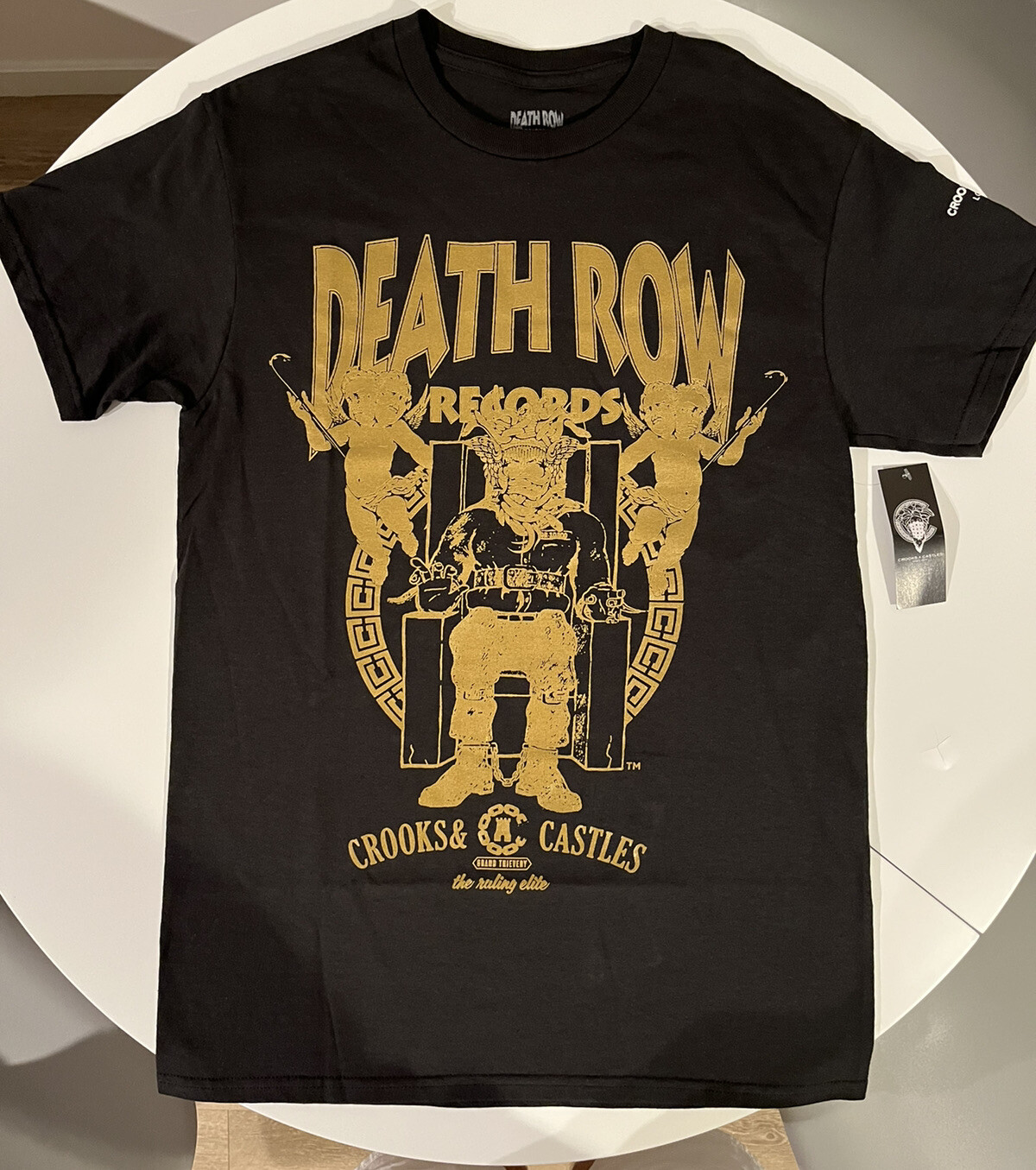 FILA T shirt Crooks & Castles x Death Row da uomo small nera girocollo nuovissima