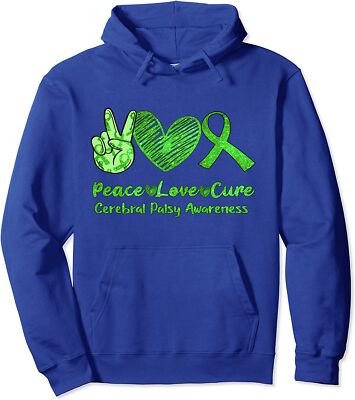 Peace Love Cure Cerebral Palsy T-shirt CP support gre Unisex Hooded Sweatshirt