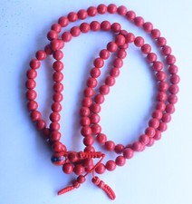 8 mm Red color Coral Powder 108 Beads Meditation Prayer Japa Mala