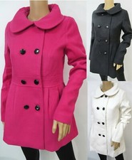 Women's Double-breasted Empire Waist Slim Fit Peacoat Size Xs~m