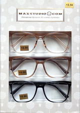 MAX STUDIO 2.50 WOMEN'S PREMIUM READING GLASSES 3-PACK READERS NEW AUTHENTIC