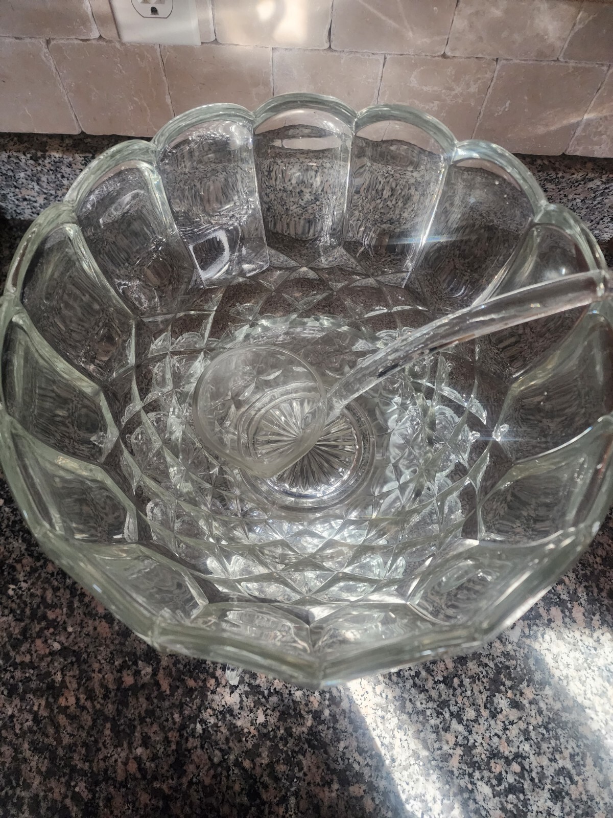 Vintage PUNCH BOWL set 18 Cups And Blown Glass Ladle eBay