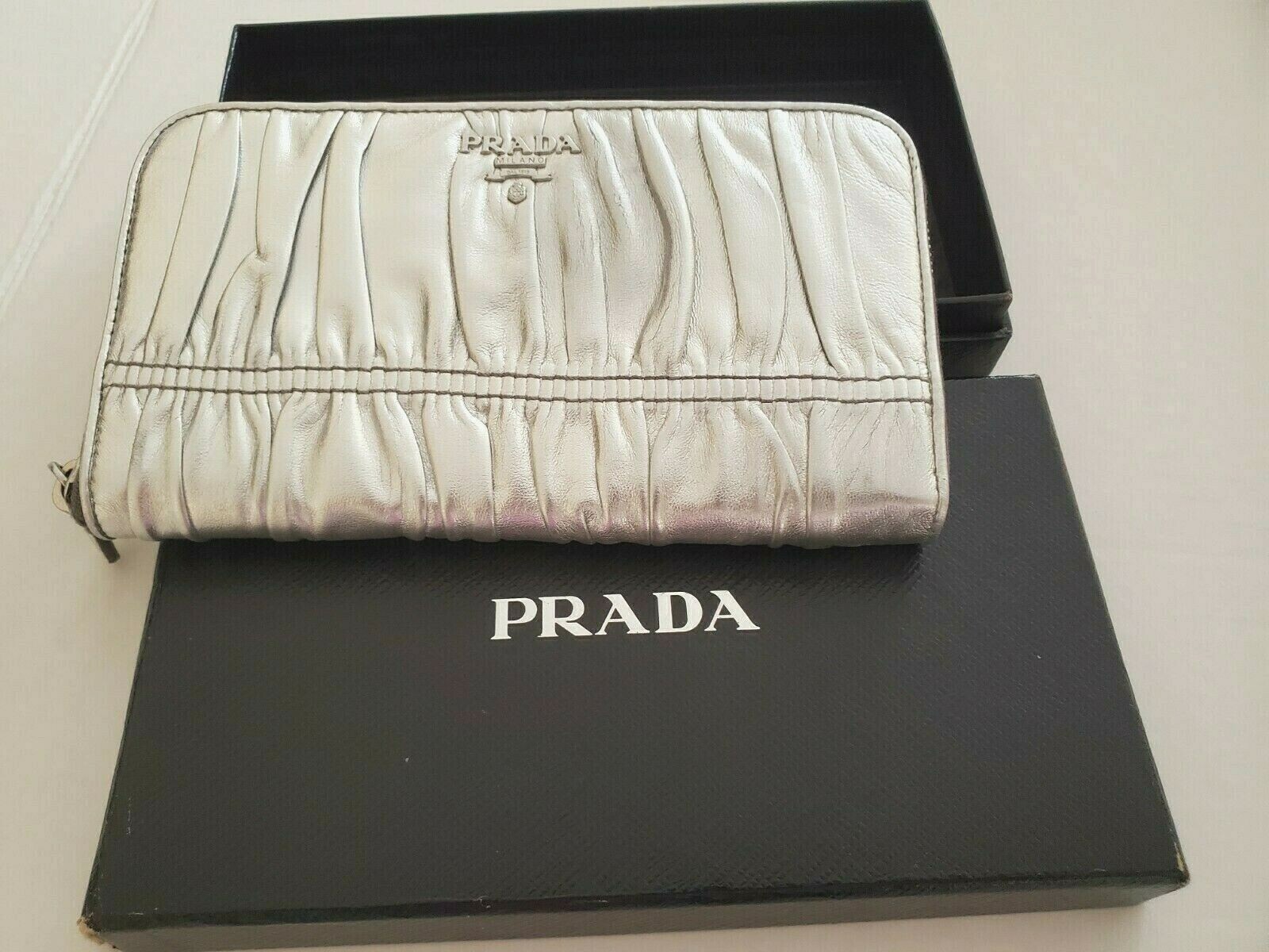 AUTHENTIC $475  PRADA  NAPPA GAUFRE METALLIC SILV… - image 4