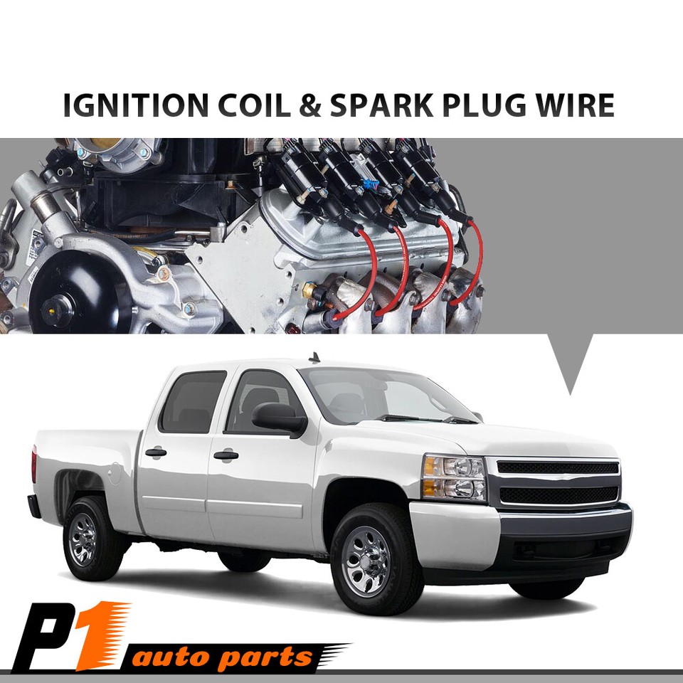 Spark Plug Wires Set Of 8 8-Pack Ignition Coil & Spark Plug Wire Set For GM Trucks & SUVs - V8 4.8L 5.3L 6.0L 8.1L Cadillac Escalade Ignition Coils - Foto 4