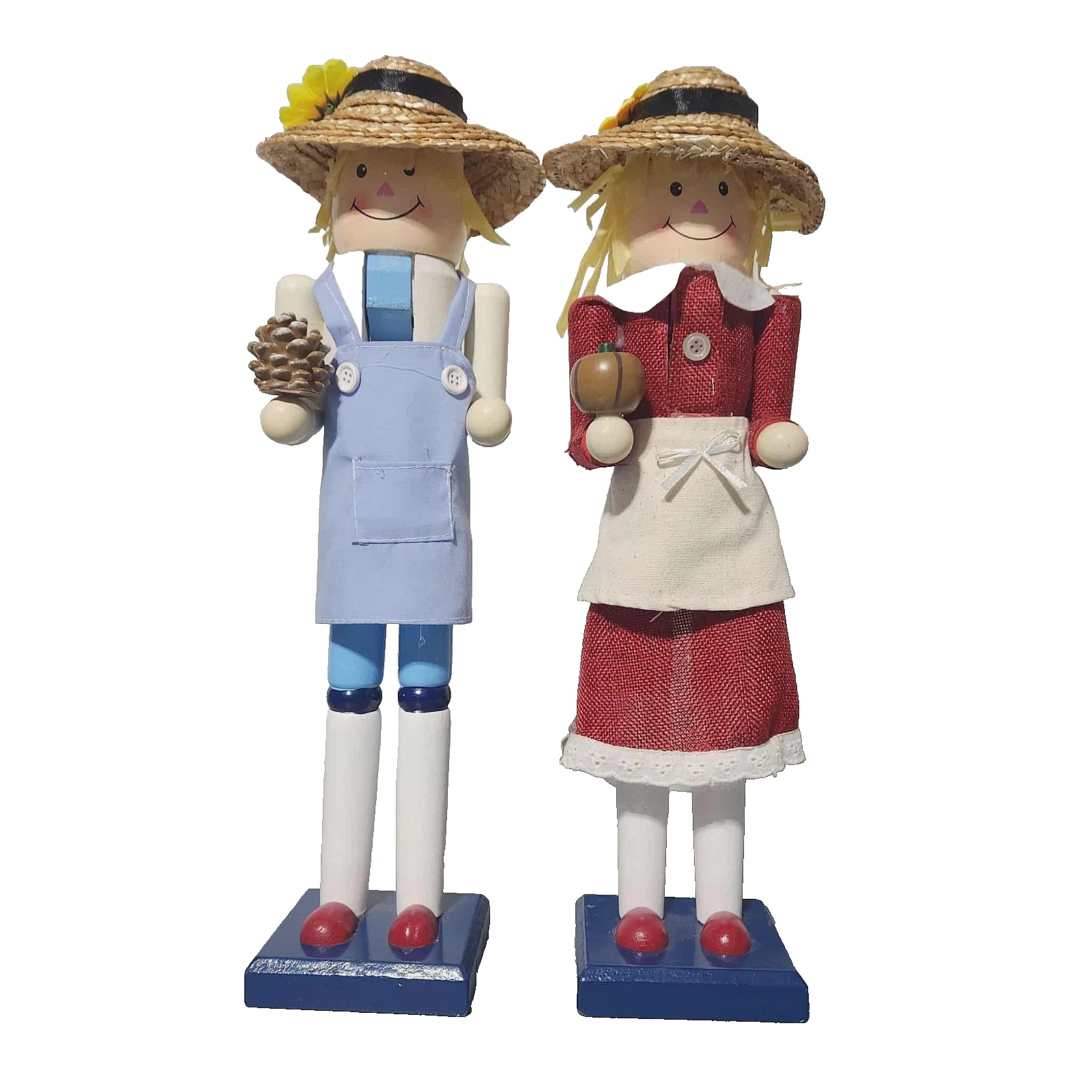 COUNTRY WOODEN NUTCRACKER - 15" MR AND MRS COUNTRY SCARECROWS