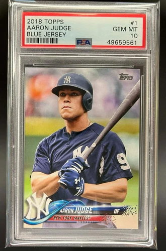 2018 TOPPS SERIES 1 AARON JUDGE SP VARIATION BLUE JERSEY #1 PSA 10 GEM MINT