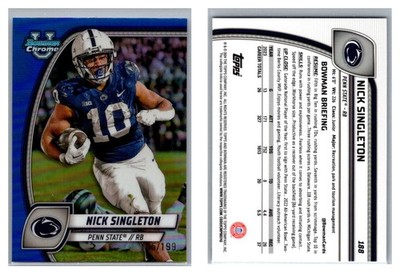 Nicholas Singleton Blue Refractor #165/199 Penn State 2024 Bowman U Chrome