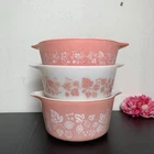 VTG PYREX - Pink Gooseberry Casserole Dishes / 471 - 472 - 473 – Set of 3