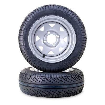 Set 2 LIBRA Golf Cart Tire Assembly 215/40-12 On 4x4'' ET-25.4 Silver Wheel 14005