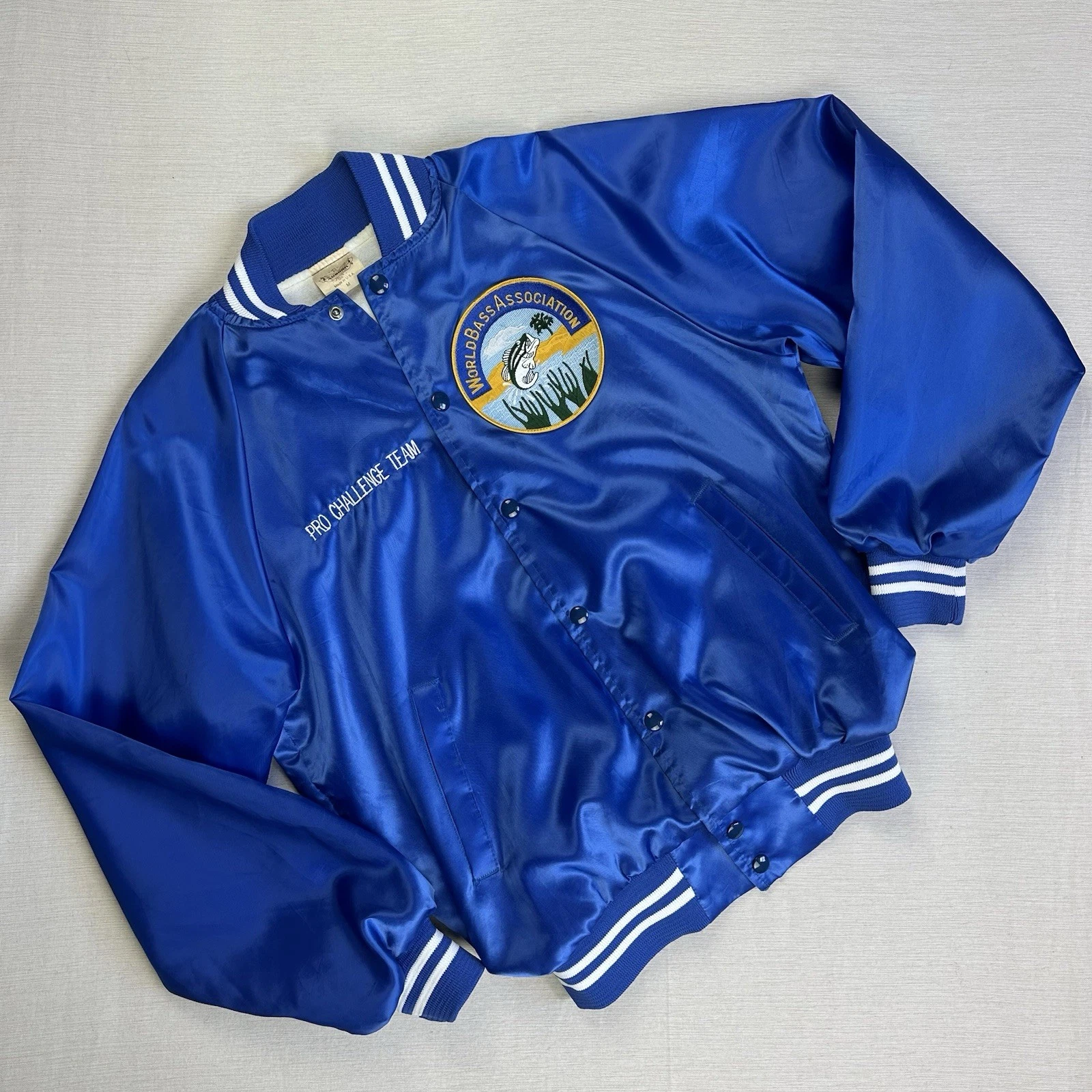 Vtg 80s World Bass Association Pro Challenge Team Jacket Auburn Sportswear Men M
