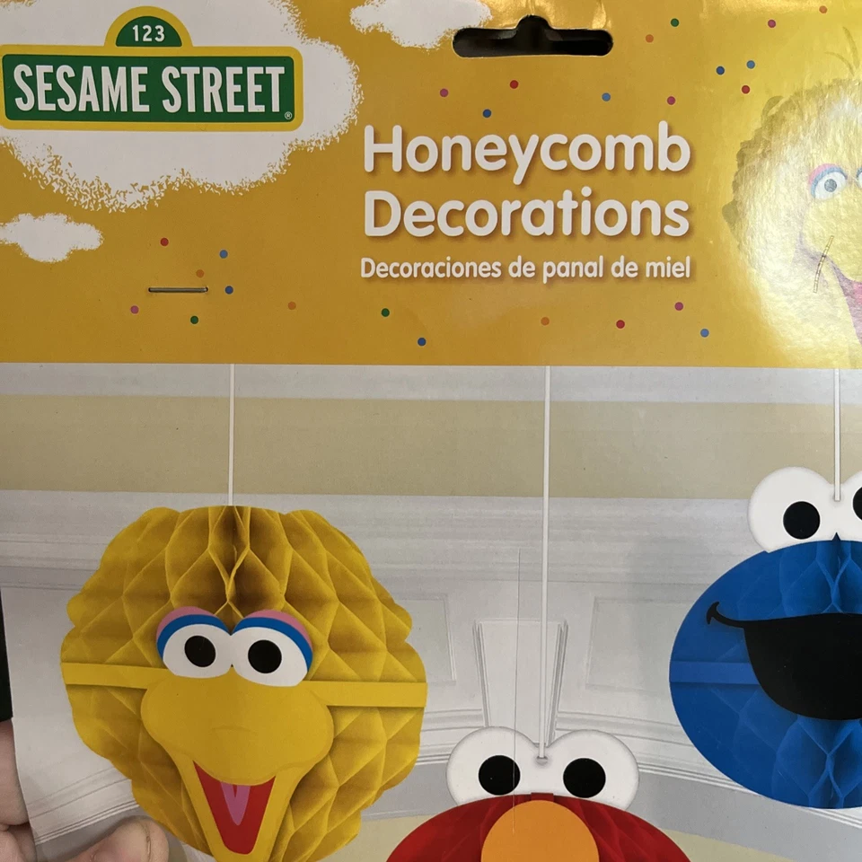 Nuevo 2-JUEGOS DE DECORACIONES COLGANTES DE PANAL CALLE SÉSAMO Elmo Big Bird Cookie Foto 4 de 4