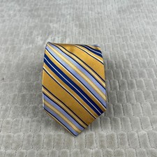 TED BAKER MEN'S TIE YELLOW STRIPED Width: 3.5' EUC Tailored in USA
