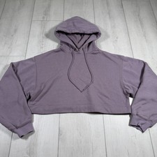 Alo Yoga Women's Small Bae Cropped Hoodie Pullover Purple Lavender Oversized