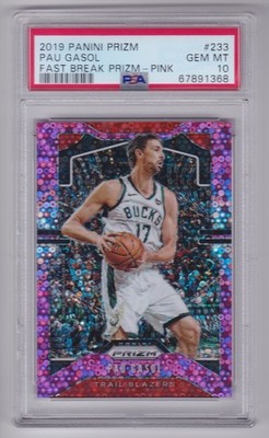 2019-20 Panini Prizm Pau Gasol #233 Fast Break Pink Prizm 16/50 PSA 10 Pop 1