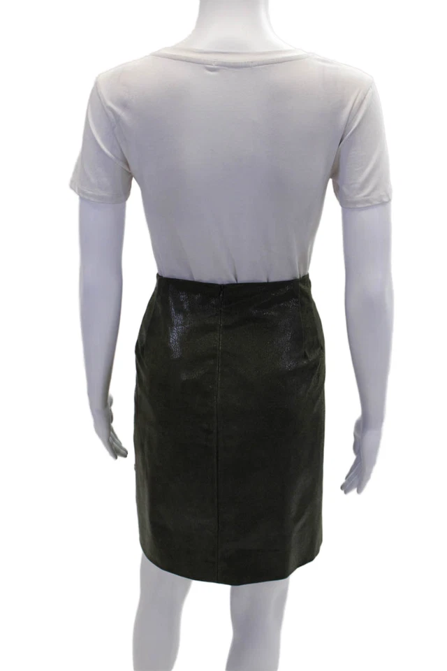 Donna Degnan 女式皮革印花内衬拉链迷你裙绿色 16 码 — 第 3/4 张图片