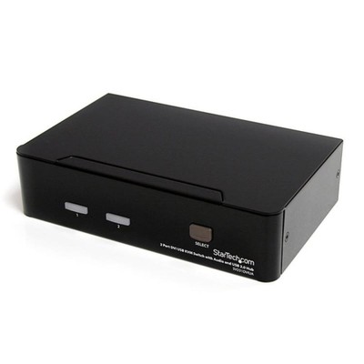 STARTECH.COM 2 Port DVI USB KVM Switch mit Audio und USB 2.0 Hub - 2-fach Dual D