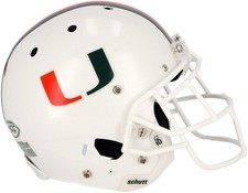 Miami Hurricanes Team-Issued White Helmet from the 2018-2022 NCAA