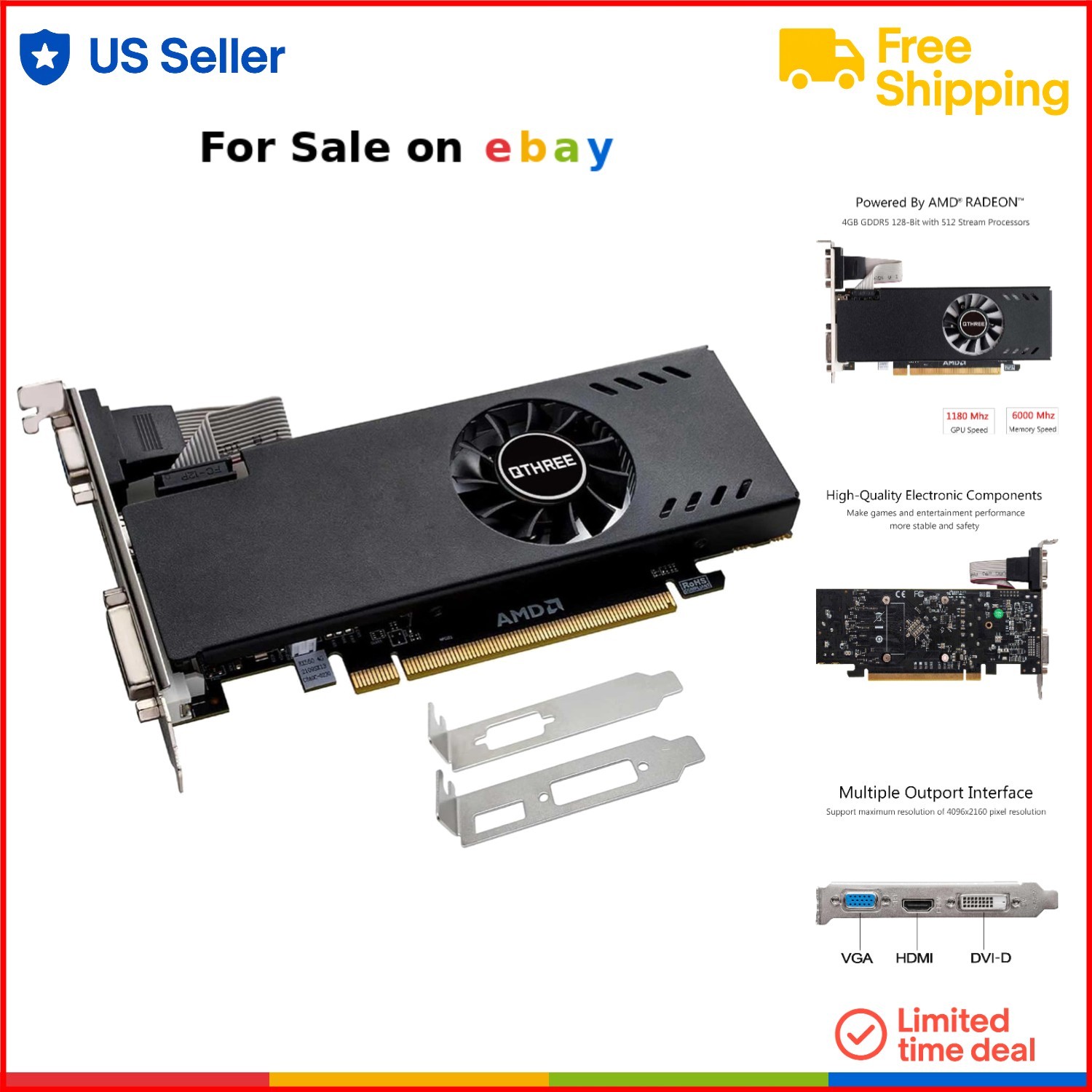 Graphics Card AMD Radeon RX 550 4GB GDDR5 Low Profile PCI Express