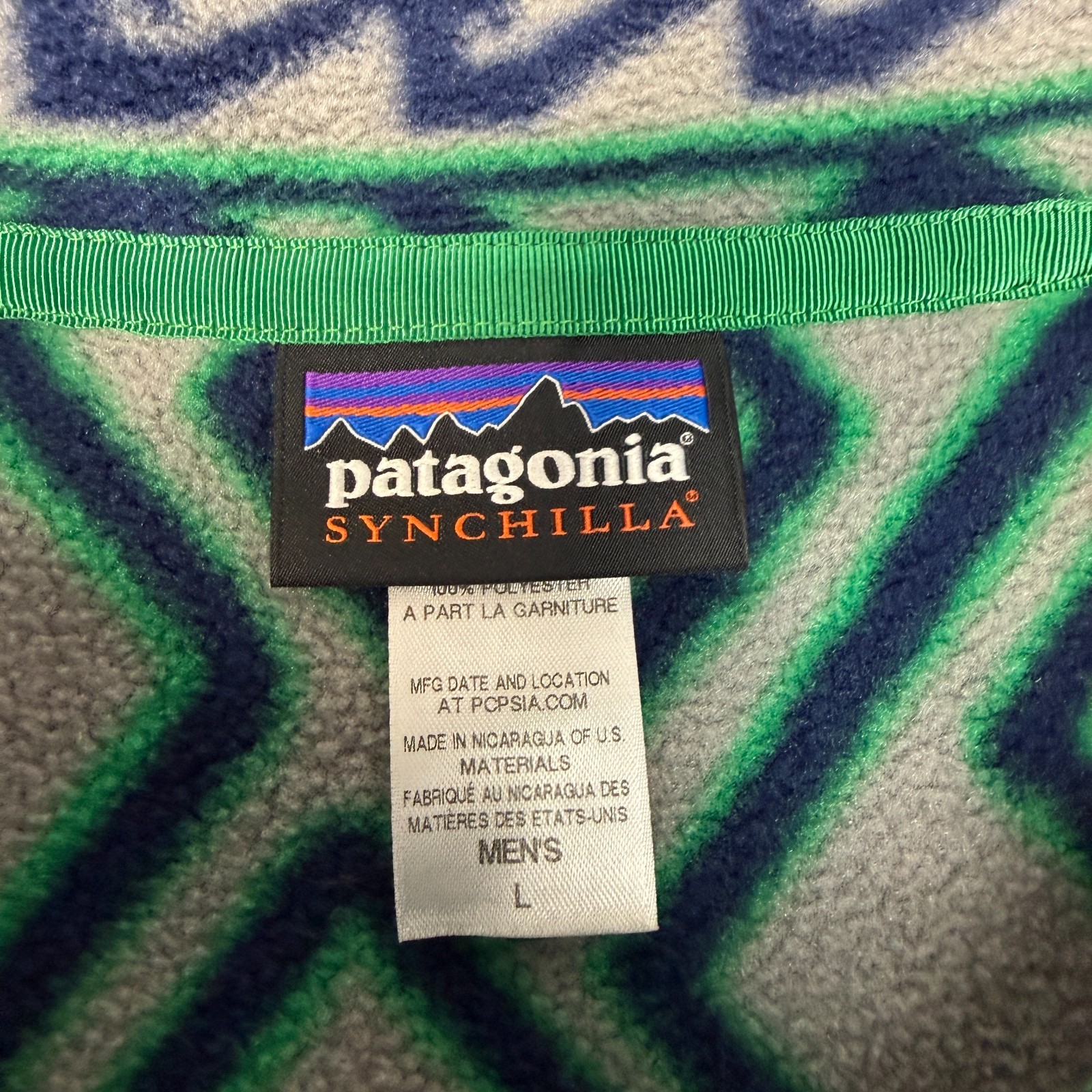 Patagonia Synchilla Mens Large Snap T Fleece Pullover Gray Geo Aztec Tribal thumbnail 4