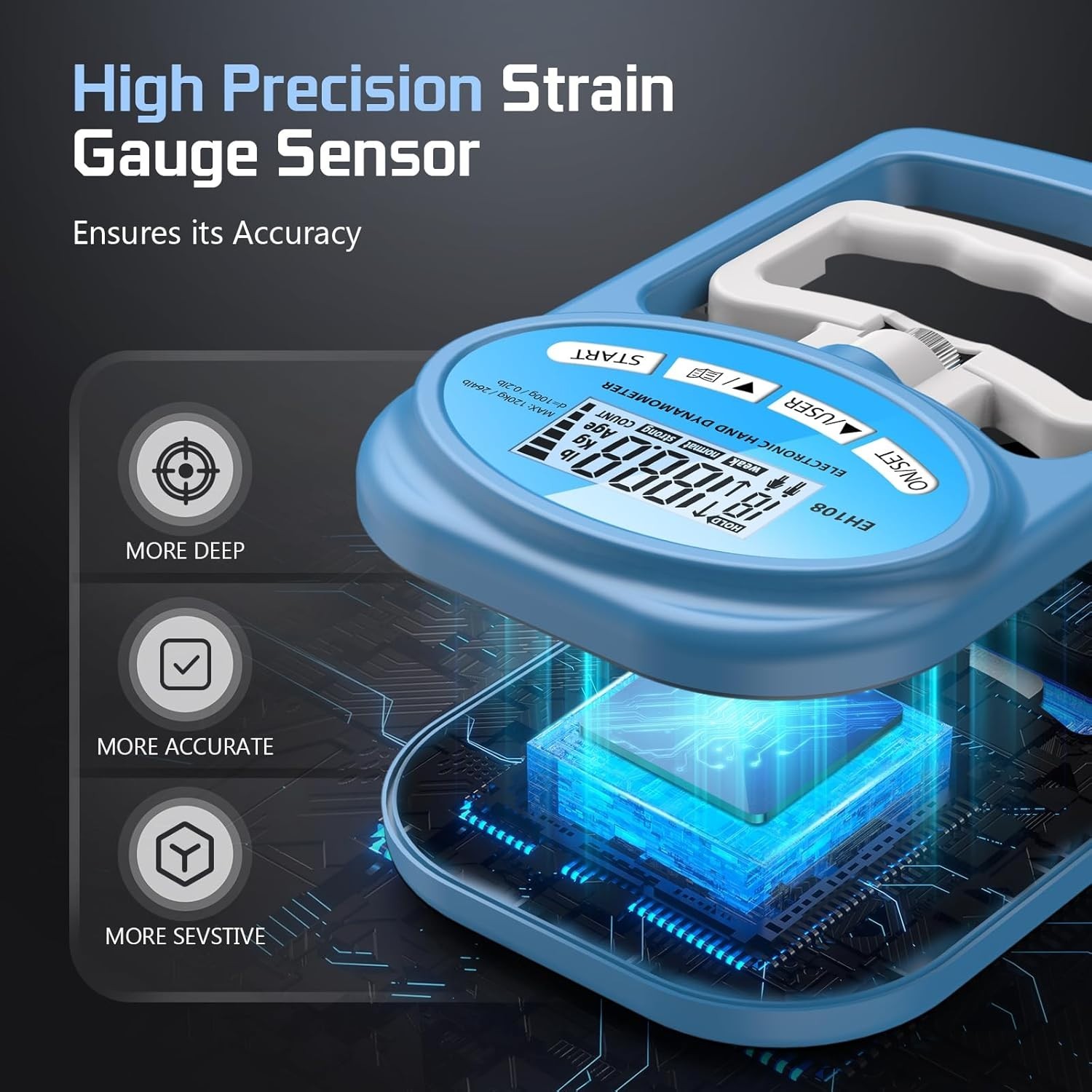 Hand Grip Strength Tester Trainer - Electronic Hand Dynamometer Forearm Grip