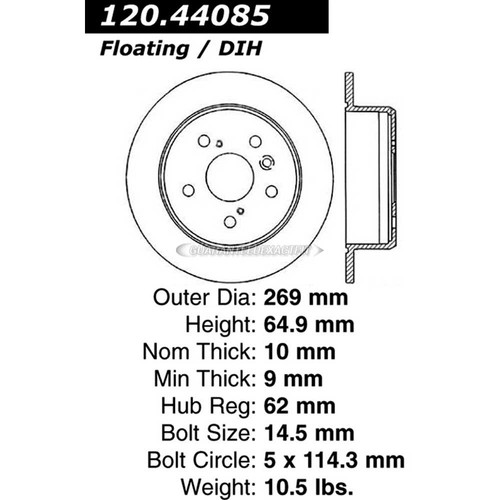 For Toyota Camry Solara & Lexus ES300 Centric Front Brake Rotor Disc GAP - Picture 5 of 5