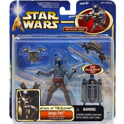 JANGO FETT FIGURE STAR WARS 2002 ATTACK OF CLONES HASBRO AOTC OVP ELECTRONIC