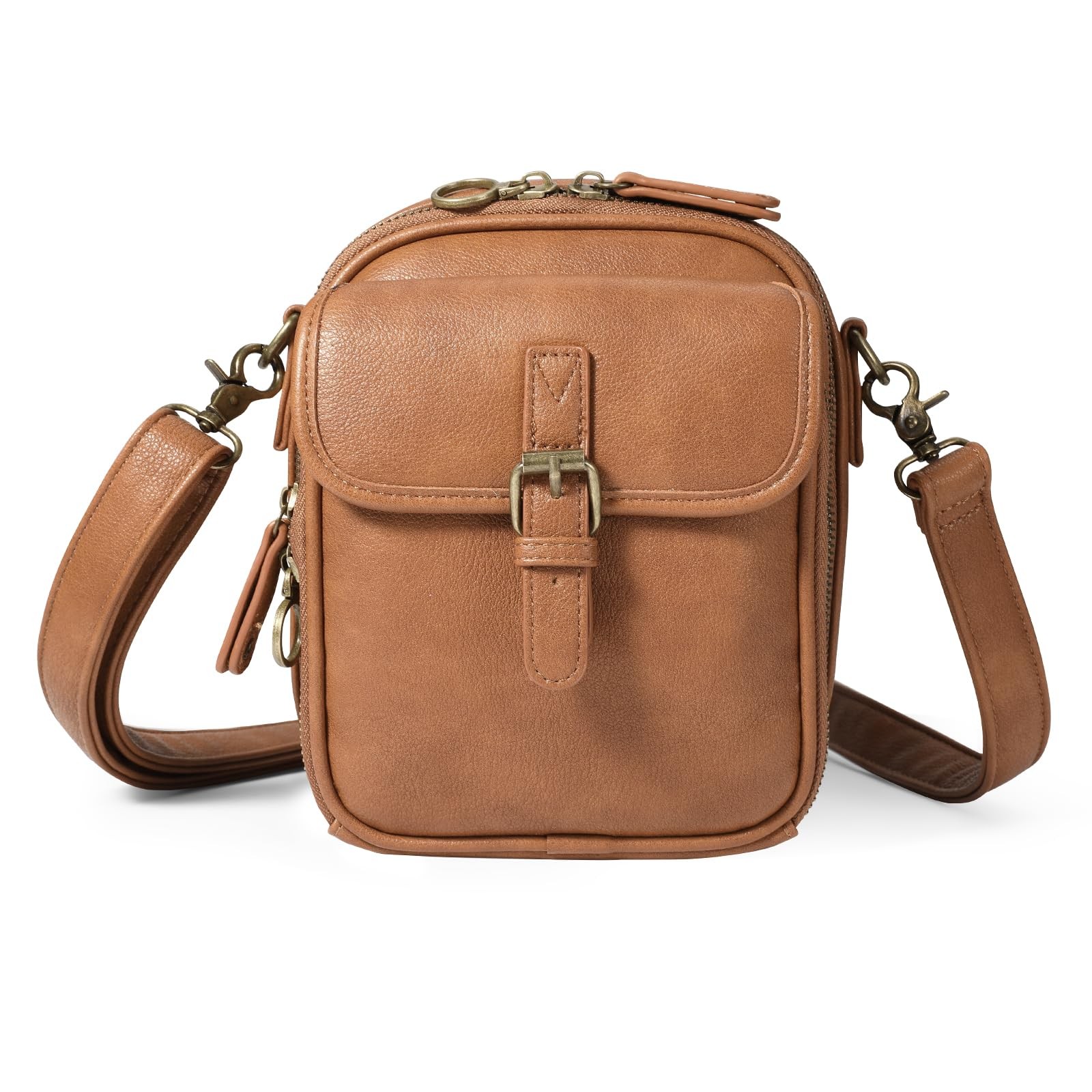 Anti-theft Crossbody Bag, Travel Purse with Built in Wallet,Brown