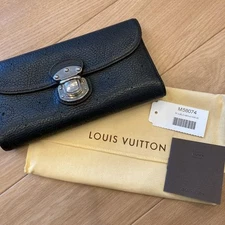 Louis Vuitton Mahina Long Wallet M58074 Black Leather Monogram France YK700