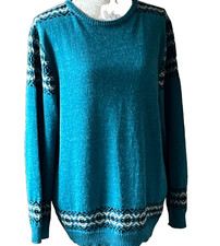 Spirit of The Andes 100% Baby Alpaca Jumper Bluey Green Colour Size XL
