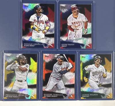 DEAL- 2026 Topps Stars of MLB 5 Card Lot - Acuña, Trout, Tatis, Basallo, Wilson