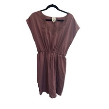 VASIA Small Anthropologie Embroidered Lace Mauve Mini Dress Pullover #6815