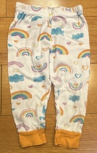 Koala Kids 12M Rainbow Print Pajama Pants Clouds Hearts 100% Cotton White