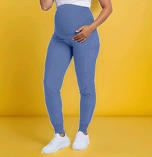 LOT OF 2 Women s 3 Pocket Maternity Scrub Pants MED Blue Landau