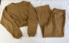 Women  s XL Two Piece Lounge Set Twist Front Top Jogger Pants 30  Inseam New