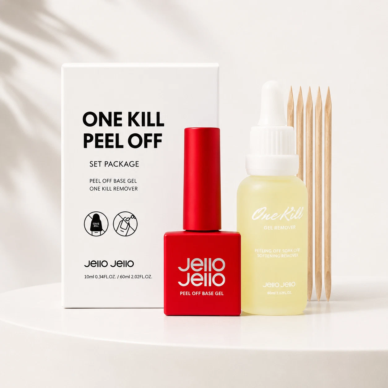 [Jello Jello] Peel Off Base Gel + One Kill Remover Nail Gel Removal Kit in Korea