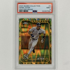2024 Topps Chrome Gilded Collection Derek Jeter #2 Gold Raywave /25 Yankees PSA9