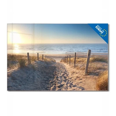 banjado Glas Magnettafel beschreibbbar Whiteboard Pinnwand Motiv Nordseestrand - Bild 1 von 4