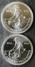 Two 1984 Engelhard 1oz Silver American Prospector Rounds