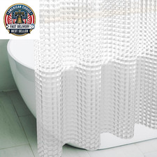 3D Crystal Clear Plastic Shower Curtain Liner, 72X72 Inch Thin Lightweight Ice C