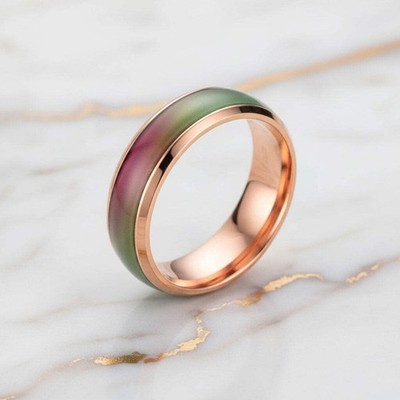 Emotionsring Roségold Damen, Herren, Unisex - Farbwechsel Mood Ring Temperatur