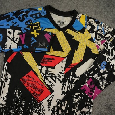 Fox Racing Motocross Jersey Mens Large Multicolor Graphic Print Long Sleeve Moto
