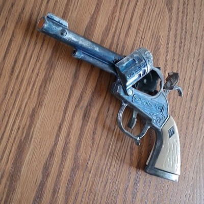 VTG  1950s Leslie Henry Halco Diamond H Laramie Cap Gun Western White Handle