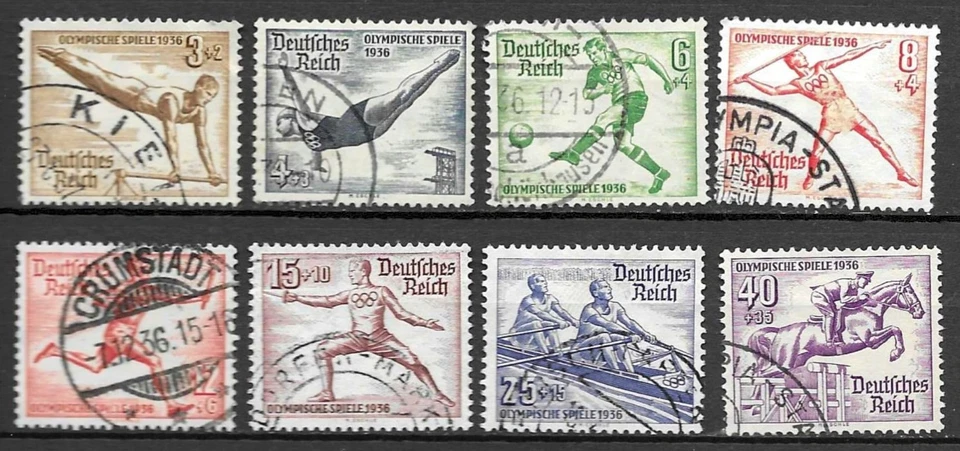 Timbres 1936 ALLEMAGNE 3e Reich Olympiades Berlin MICHEL N° 609-616 oblitérés - Photo 1/1