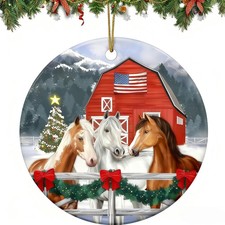 Farmhouse Christmas Ornaments 2025, Acrylic Horse Ornaments-004