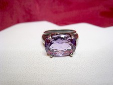 925 STERLING SILVER PURPLE FACETED AMETHYST PRONG SET RING SIZE 6.25