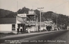 Pepperwood CA Looking South on Redwood Highway 1937 RPPC Photo Postcard Copy