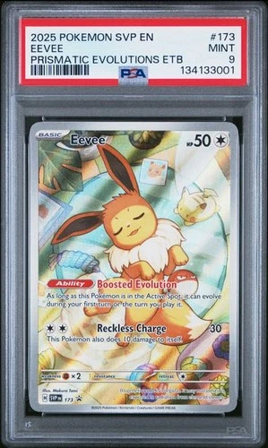 PSA 9 MINT Eevee Prismatic Evolutions ETB Promo 2025 Pokemon SVP 173