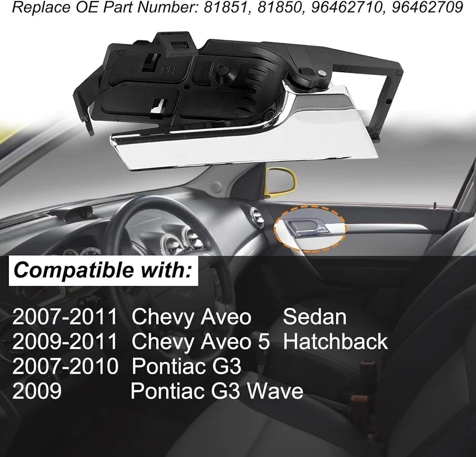 Juego de 2 manijas interiores de puerta nuevas para Chevrolet Aveo 2007-2011 2009-2011 Aveo5 Foto 2 de 4
