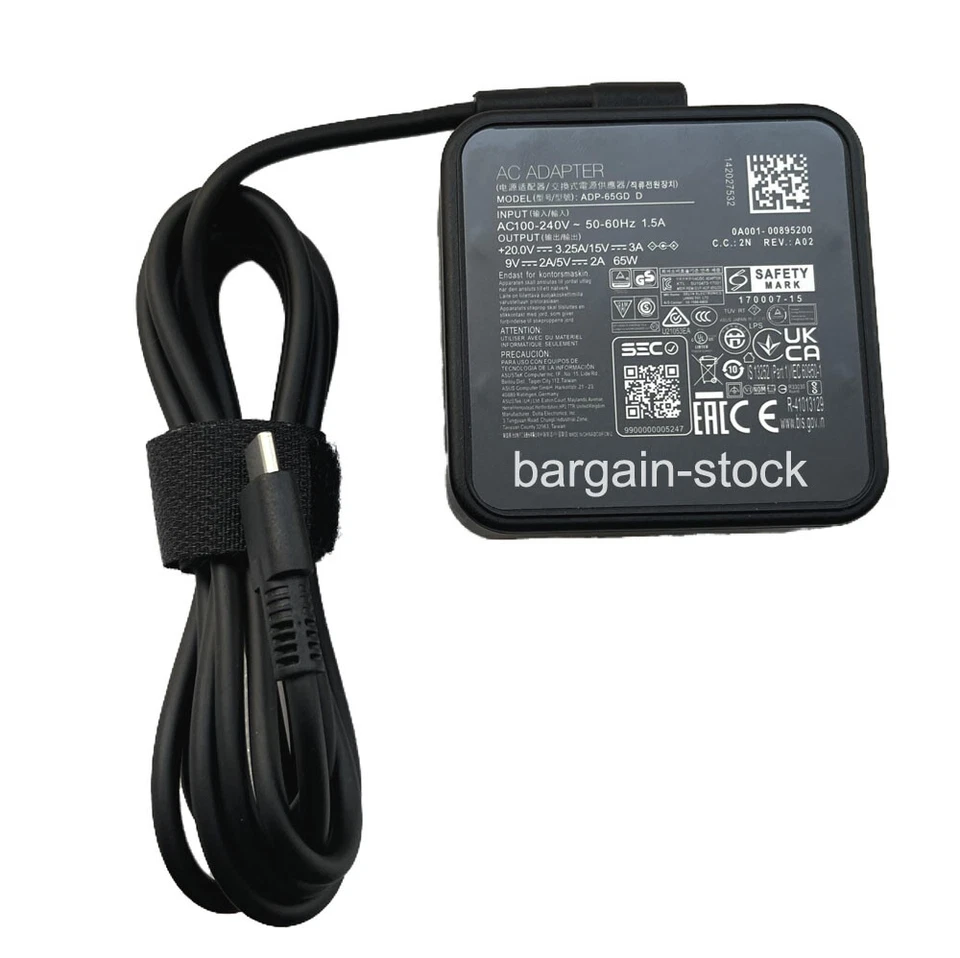 Adaptador de corriente alterna de 20 V 65 W para cargador de computadora portátil MSI Prestige 13 14 AI AI + serie Evo Foto 3 de 4